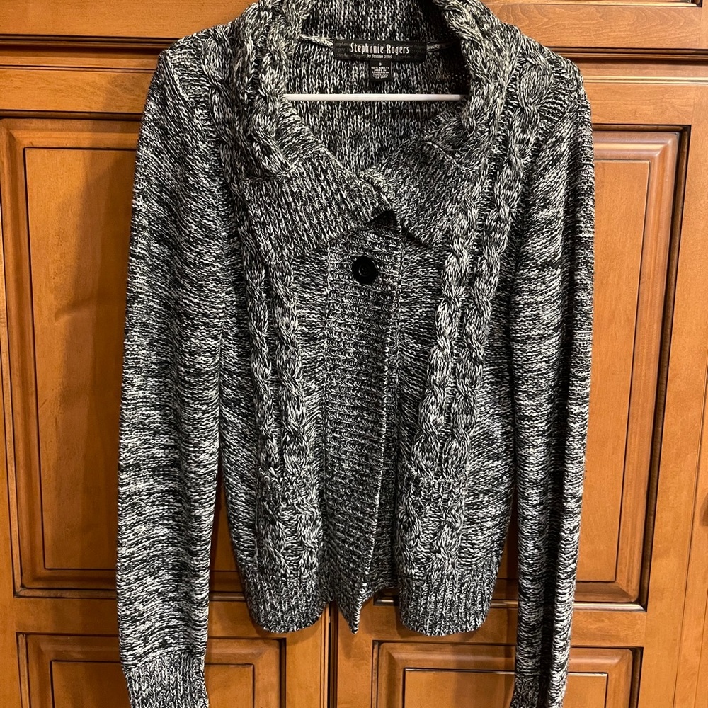 Black and White One Button Cardigan
